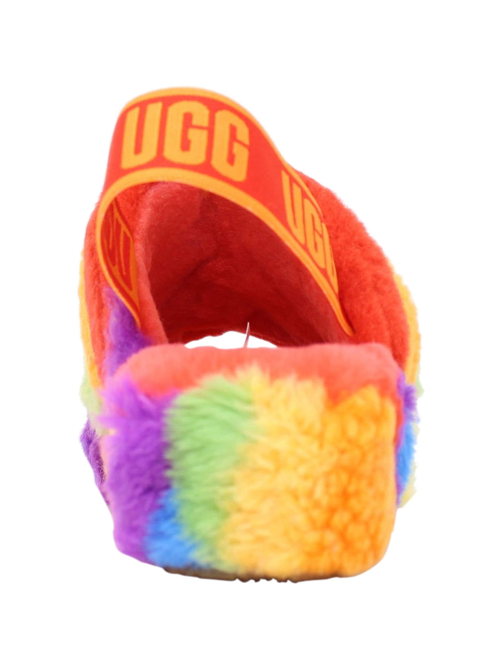 UGG Womens Red Logo Slingback Cushioned Fluff Open Toe Platform Slip On Slippers 6