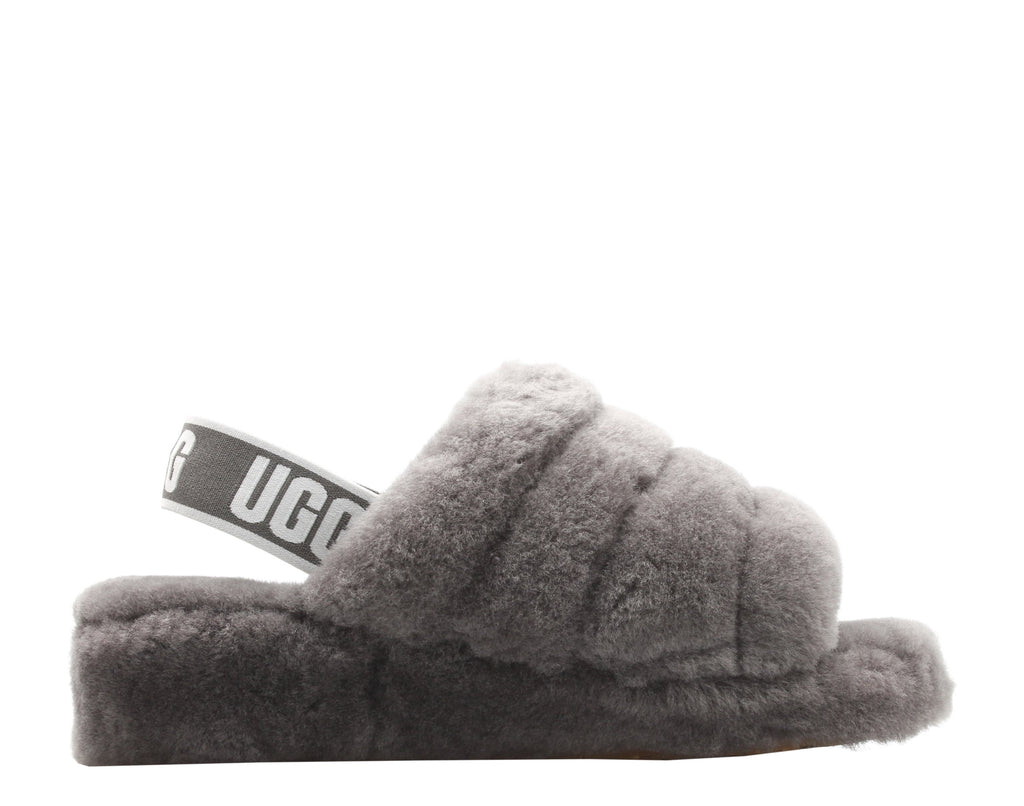 UGG Women's Fluff Yeah Slide in Charcoal, 11 US