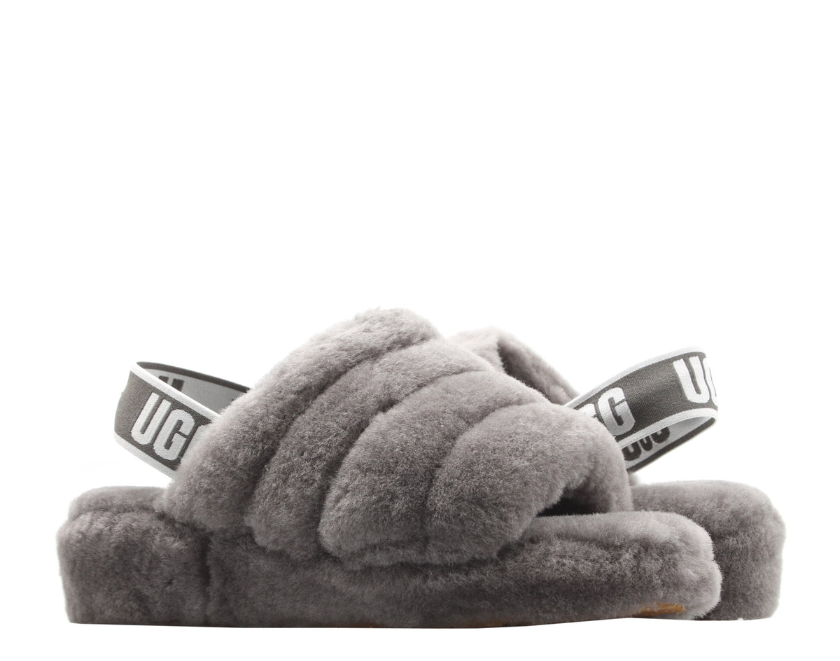 UGG Women's Fluff Yeah Slide in Charcoal, 11 US