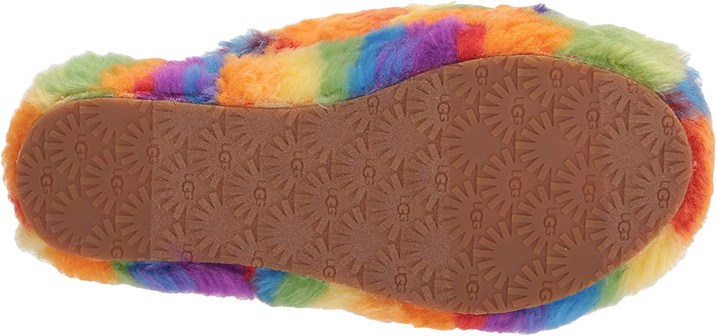 UGG Unisex-Child T Fluff Yeah Slide Cali Collage Slipper Big Kid 8-12 Years 5 Big Kid Rainbow Stripes